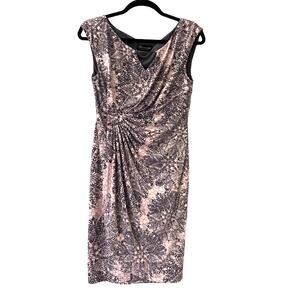 Connected Apparel WRAP DRESS 6P Pink Gray Side Gather Sleeveless Mob Wife